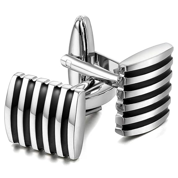 Black Silver Cuff Link Set