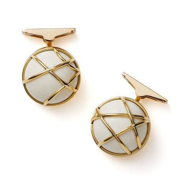 White Golden Cuff Link Set